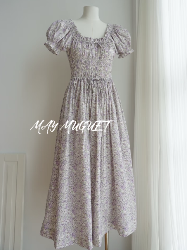 Liberty Floral Dress – Elegant Purple Blossom